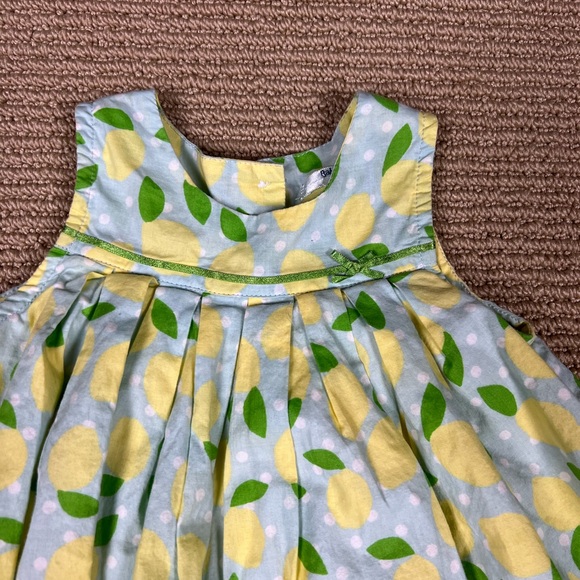 Baby Boden Lemon Print Dress in Blue 100% Cotton - Picture 2 of 8